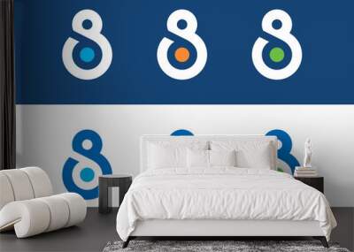 Number 8 logo template, number eight icon design with various colors - Vector Wall mural