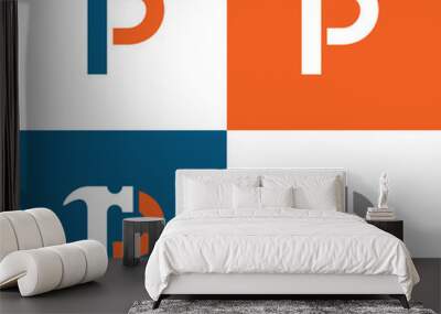 P letter and hammer logo template, repair or renovation design concept Wall mural