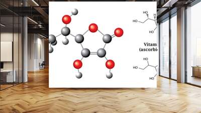 Structural chemical formulas of ascorbic acid (vitamin C) Wall mural