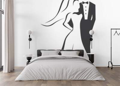 Bride and Groom Wall mural