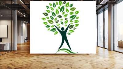 Green Person Tree Vector Icon illustration Wall mural