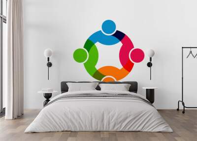 Teamwork Social Network Logo. Vector Graphic Illustration Wall mural