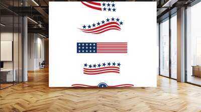 USA star flag logo stripes design elements vector icons Wall mural