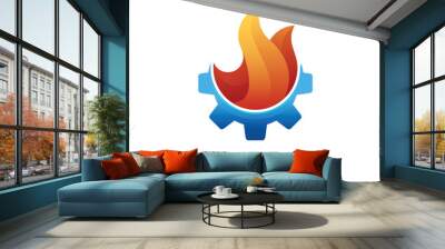 fire gear gradient illustration logo design Wall mural