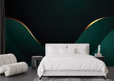 Luxury gradient abstract modern green dark background 3d wave Wall mural