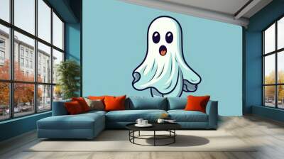 Cute ghost cartoon vector illustration. Cute halloween ghost character. Wall mural