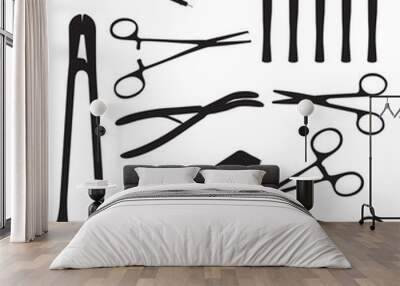 Silhouettes of surgical instruments Wall mural