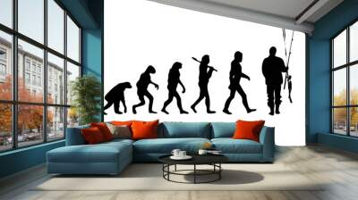 evolution fishing 2 Wall mural