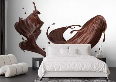 chocolate splash isolated on white Wall mural