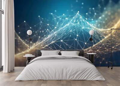 Abstract technology background with blue glowing lines and light effects representing connectivity and digital innovation. Wall mural