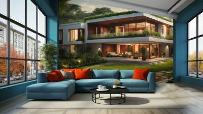 Eco-friendly innovations of a modern Indian house. Wall mural