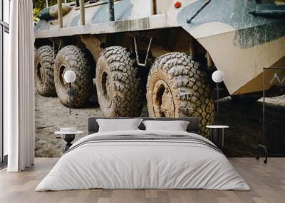 armored personnel carrier wheels in the mud Wall mural