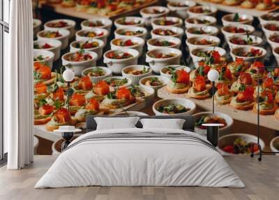 catering food mini canape in restaurant weeding Wall mural