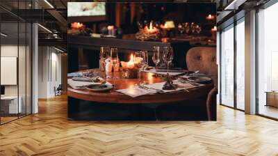 luxury tableware beautiful table setting in restaurant Wall mural