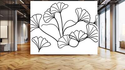 Ginkgo leaf line art drawing classic nature decor Wall mural