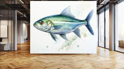 Watercolor X-ray Tetra Clipart illustration Generative Ai Wall mural