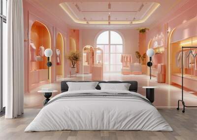 luxury clothes shop pink interior spatial Wall mural