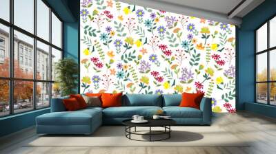 Fondo con flores de varios colores y tipos. Wall mural