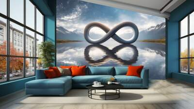 An infinite symbol reflected in the water, representing eternal and infinite possibilities Wall mural