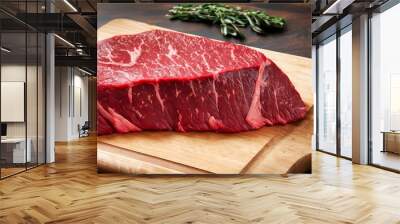 Raw beef steak on cutting board Wall mural