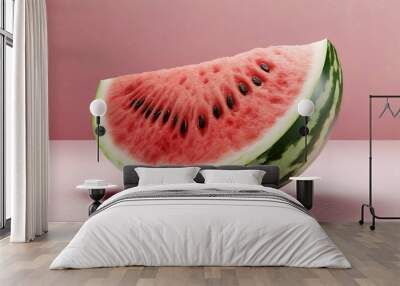 Watermelon sliced on pastel pink background. Minimal fruit concept Wall mural