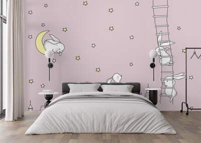 kids wallpaper pink background abstraction rabbit Wall mural