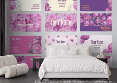 Beautiful floral business card Wall mural