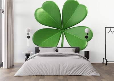 Good luck symbol. Green clover four leaf isolated on white background. Wall mural