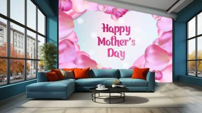 Happy mother's day card with rose petals Wall mural