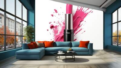 Lipsticks and lipstick smear isolated on white background Wall mural