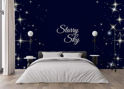 Starry frame on dark blue background Wall mural