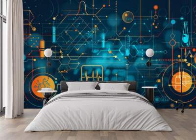 health care and science icon pattern medical innovation concept background., generative ai Wall mural