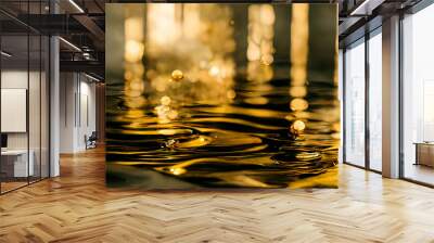 color surface of the water as background, 3d illustration, gold water Wall mural