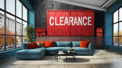 Industrial Warehouse Labor Day Clearance Sale Ad with Discounted Prices on Crates Wall mural