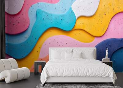 Whimsical Soft Pastel Abstract Art with Playful Textures and Vibrant Designs Wall mural