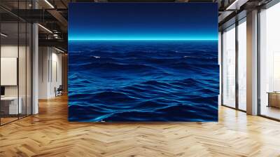 ocean background image,nighttime,aurora,blue ocean,Generative AI Wall mural