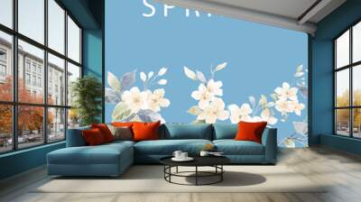 Combination of watercolor flower elements Wall mural