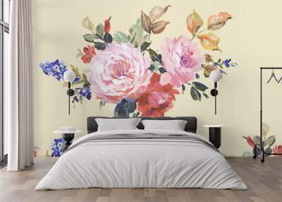 
Hand drawn flowers, seamless Wall mural