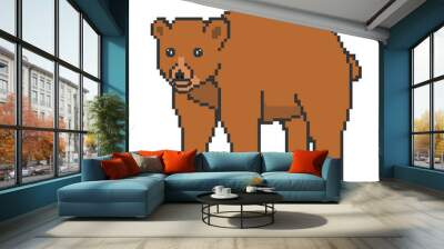 Clip art of pixel art brown bear Wall mural