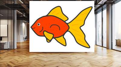 Illustration design of cute goldfish Wall mural