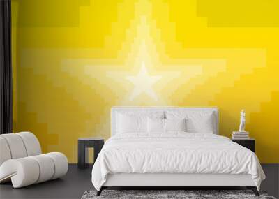 Illustration of pixel art yellow star pattern Wall mural