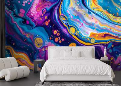 abstract blue background with bubbles Wall mural