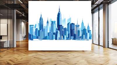 blue city skyline Wall mural