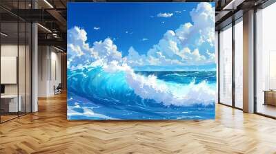 blue sky and waves Wall mural