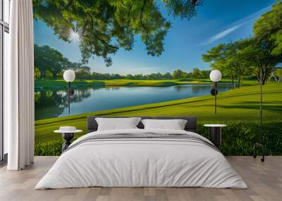 golf course on the lake Wall mural