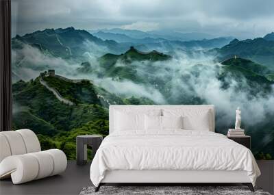 landscape with clouds and fog Wall mural