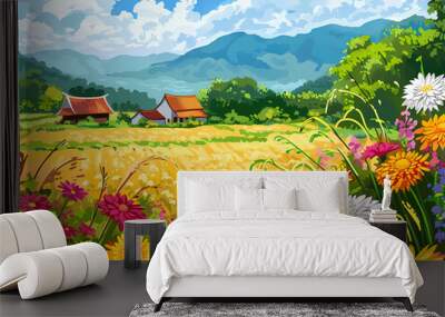 meadow with flowers Wall mural