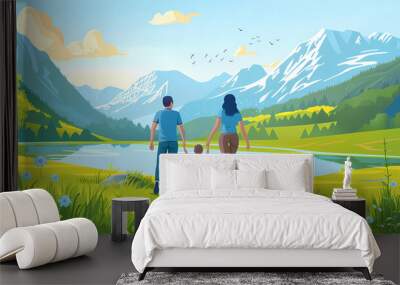 person on a meadow Wall mural