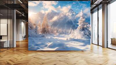 winter landscape with snow Wall mural