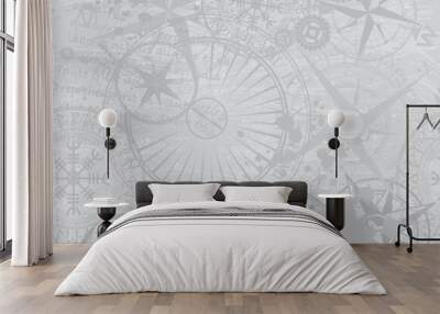 Grunge grey abstract compass background Wall mural